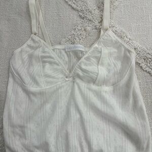 Cream Lace Eyelet Camisole Crop Top